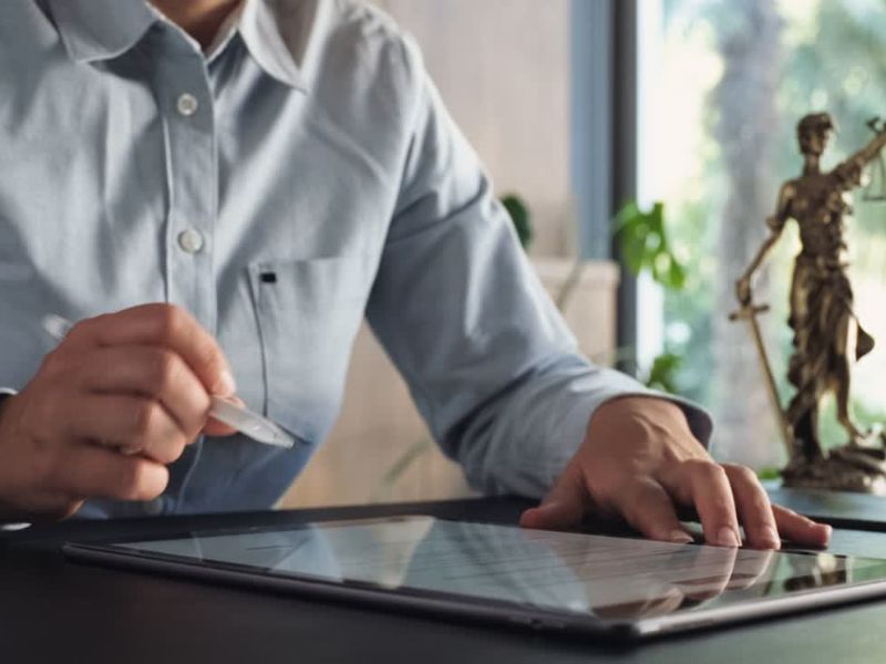 osoba sređuje digtalne dokumente preko tableta