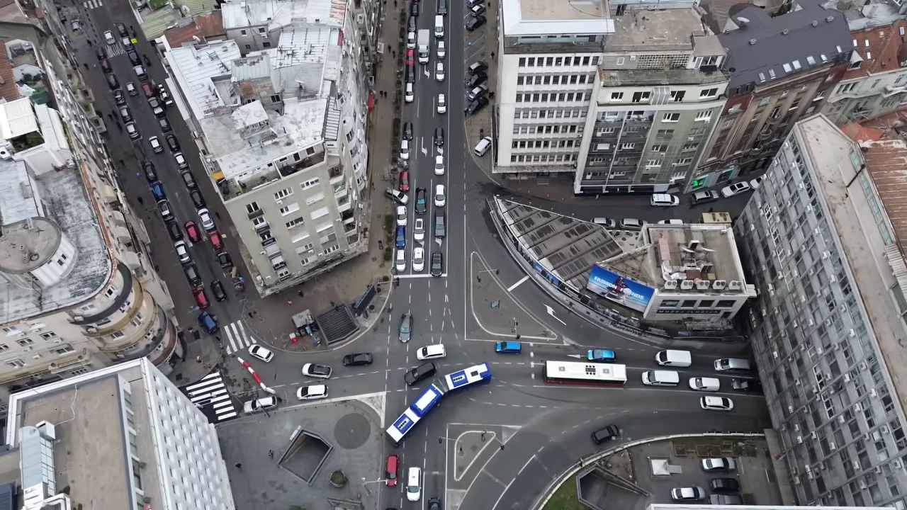 Pogled iz vazduha na Nušićevu ulicu i centar Beograda